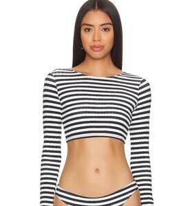 Solid & Striped Rashguard‎ Black White Stripe Women’s Size L SLST-WX801